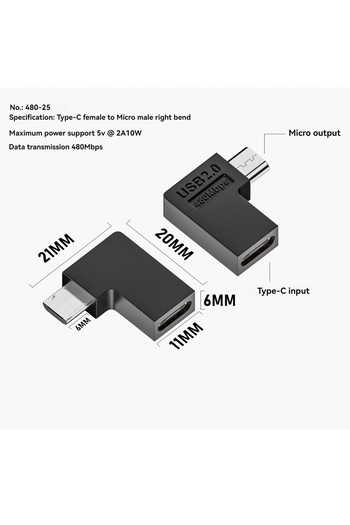 Choice 25CFTMYCW Type-C Female To Micro Male USB 2.0 Adapter Microphone Interface At 480Mbps Data Transmiss