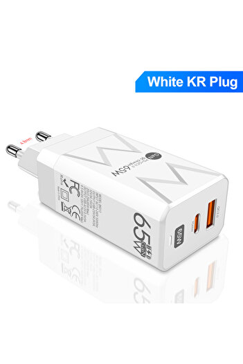 Choice White KR Plug PD 65W GaN Charger for Ipad Laptop USB Type C Super Fast Charging QC3.0 Adapter Notebo