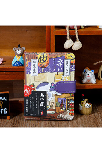Choice A6 Udon Kawaii Cartoon Cat PU Magnetic Buckle Notebook A6 Paper Japanese Art Style Cat Ledger Diary