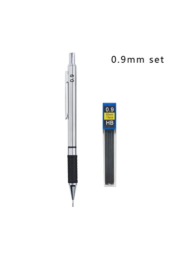 Choice 0.9mm set Metal Mechanical Pencil set with pencil grip Leads Art Drawing Student Office Supplies 0.5