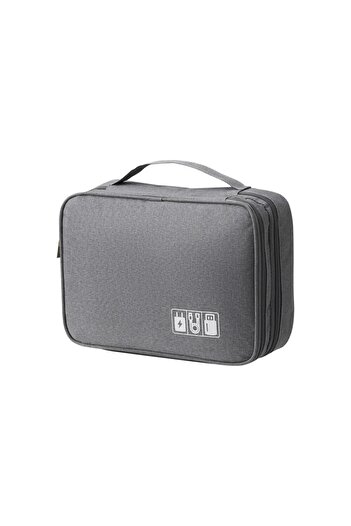 Choice Grey Multifunctional Digital Bag Data Cable Headphones Hard Drive Power Supply Digital Handbag Elect