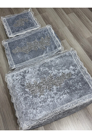 AYHANHOME French Velvet Set of 3 - Laced Bundle, Promise Engagement and Storage Dowry