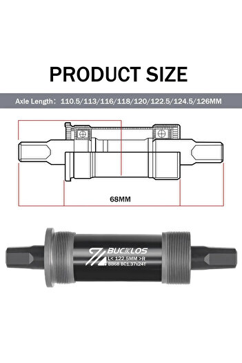 BUCKLOS 68x122.5mm Bicycle Bottom Bracket Road Mountain Bike Square Crank BB BB68 BB80 BB90 BB100 BB