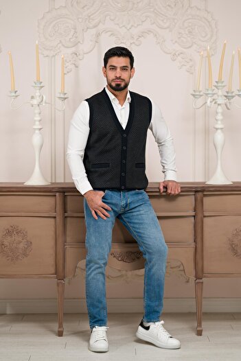 Woolen World Регулярний крій, без рукавів, з передніми кишенями, з візерунком на спинці, трикотажний жилет