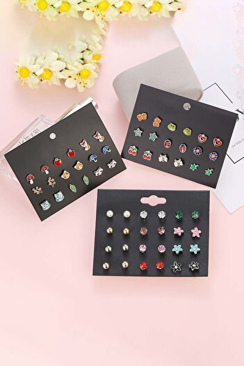 Chavin Children's Teenager 30 Pairs Enamel Figure Earring Set Es93