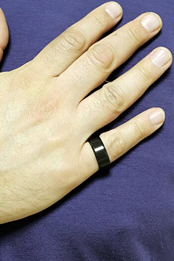 Chavin Matte and Glossy Black Steel Men's Ring Df27