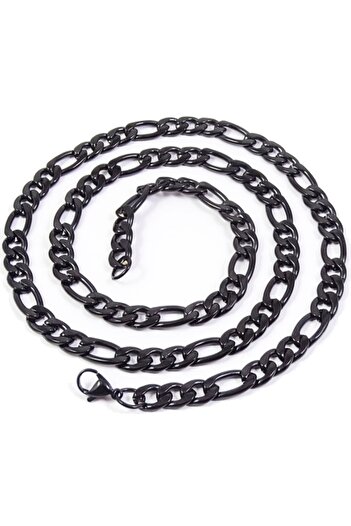 Chavin Figaro Flat 5 Mm. 60 Cm. Black Steel Men's Chain Dp90-5