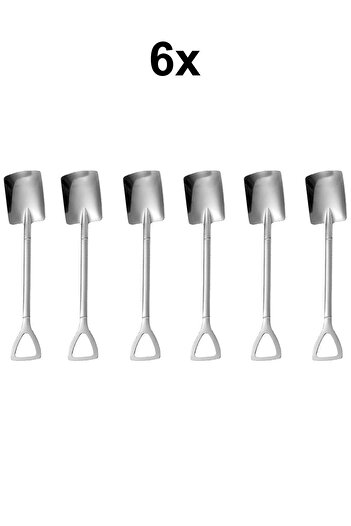 Chavin Steel 6 Pieces Silver Shovel Model Dessert Fruit and Ice Cream Spoon Cin755By-6