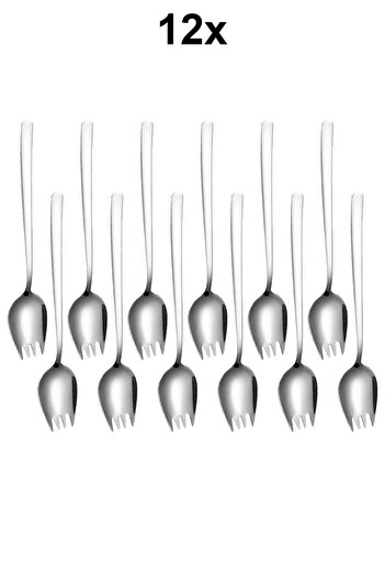 Chavin Steel 12 Pieces Silver Forked Spoon Tableware Salad Dessert Fruit Fork Cin751By