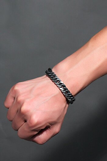 Chavin 10 Mm. 21 Cm. Retro Antique Steel Men's Bracelet Ep05