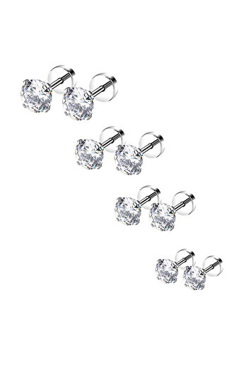 Chavin Gray Steel 4 Set Stone Earrings – Women and Men Ehy-Eb59By
