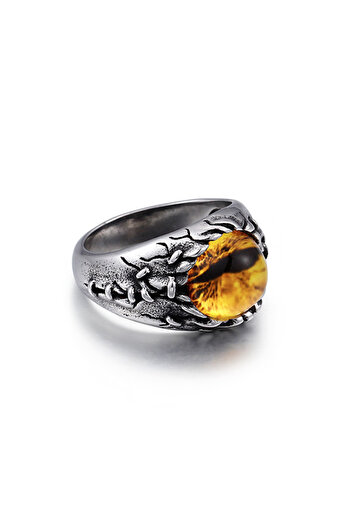 Chavin Retro Inlaid Stone Dragon Eye Men's Steel Ring Ei38