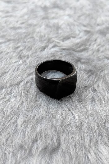 Chavin Glossy Black Men's and Women's Steel Ring - Dc52