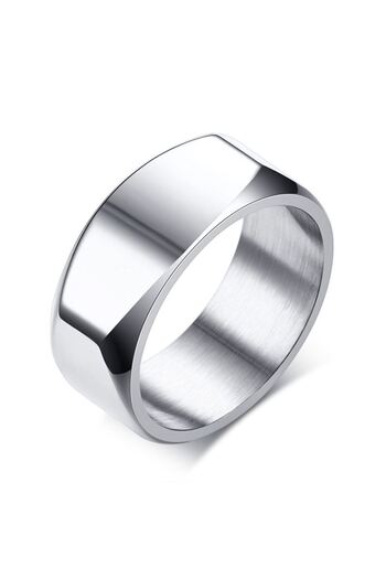 Chavin Glossy Gray Cornered Men's Steel Ring ds98