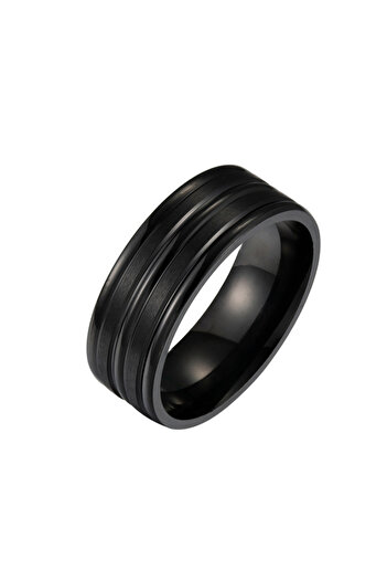 Chavin Unisex Black Plated Steel Ring Wedding Ring