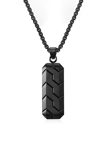 Chavin Steel Black Rubber Pattern Hip-hop Retro Men's Necklace eu47sy