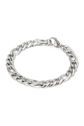 Chavin 6 Mm. 20cm. Figaro Gray Steel Men's Bracelet Et85By-6
