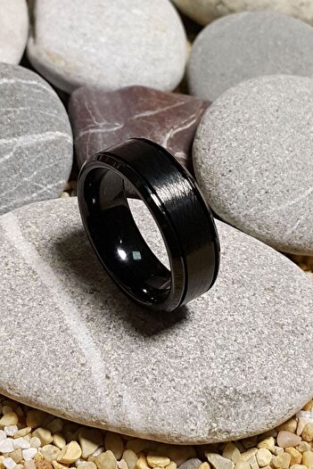 Chavin Men's Matte Black Brushed Tungsten Ring dm81