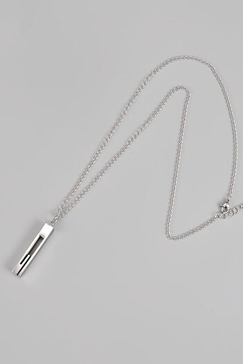 Chavin Gray Greek Pattern 60 Cm. Bar Steel Women Men Necklace Eu41By