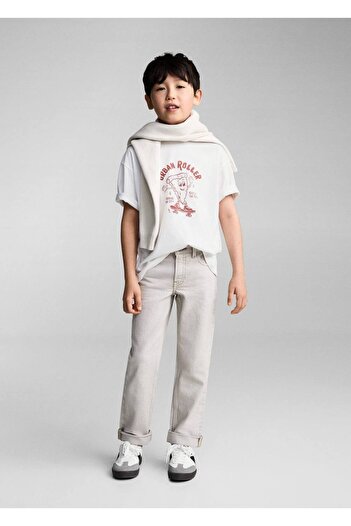 MANGO Kids Baumwoll-T-Shirt mit Bootsmuster
