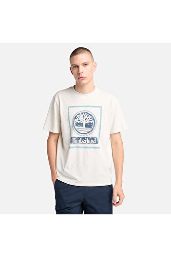 Timberland Logo Printed White Men's T-Shirt