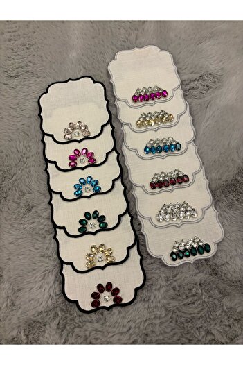 LUXURY Colorful Crystal Stone Embroidered 6-Piece Coffee Side Presentation Napkin