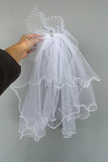 TAKIŞTIR White Color Veil Detailed Collet Buckle