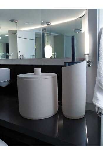 Trust Stone Off-White Concrete Trash Can and Toilet Brush Holder, Decoration, Accessory