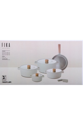 NEOFLAM FIKA ,Cooking Set11pcs,Pots16,22,24,26cm,Glass Lid+Fry24cm)Induction,Non stick,Midnight Green Color