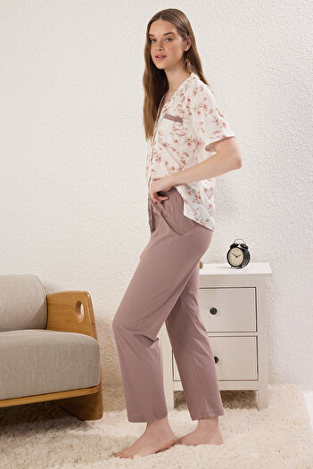 Trendyol Collection Multicolor Floral Single Jersey Knitted Pajamas Set Thmss25Pt00384