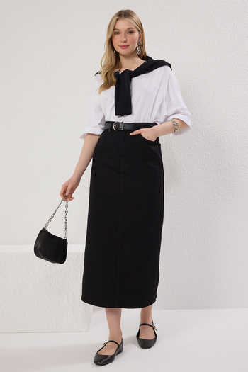 Trendyol Modest Černá nepodšitá plátnová vazba Tctss25Ee00000