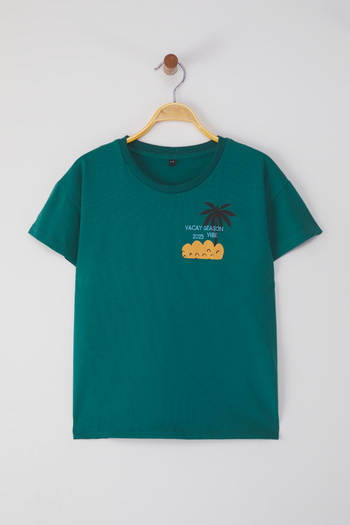TRENDYOLKIDS Petrol Boy's 100% Cotton Regular/Regular Fit κοντομάνικο μπλουζάκι