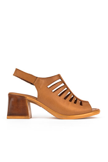 Ziya Women's Genuine Leather Heeled Sandals 151992 Z12001 Tan
