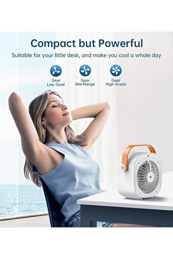 COOYA 3 in 1 Portable Air Conditioner Fan, USB Powered, Adjustable Shutters, for outdoor, home, White
