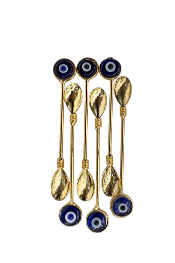 DUKKANI ISTANBUL Natural Stone 6-Piece Copper Evil Eye Bead Tea Spoon