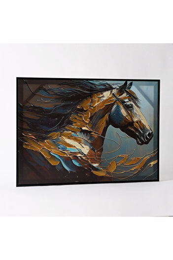 erorex Ersel Running Horse Canvas with Hand Painting - 50x70x2.5 cm