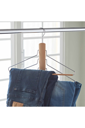 erorex Forest 4-Layer Wooden Space Saving Trousers Hanger