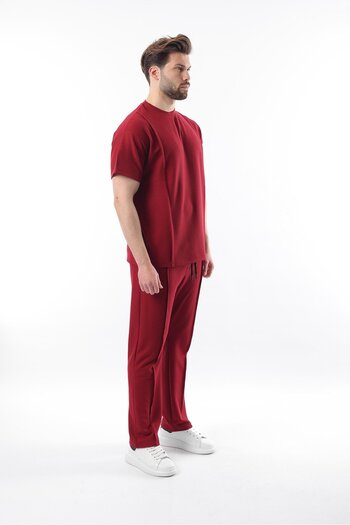 Madmext Ανδρικό κοστούμι Claret Red με πλισέ Overfit E7304