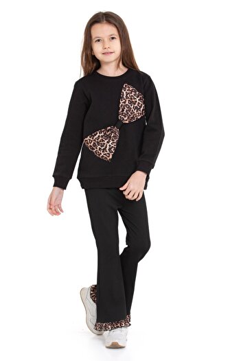 Cici kız Baby Junior New Season Girl's Leopard and Sequin Patterned Children's Set