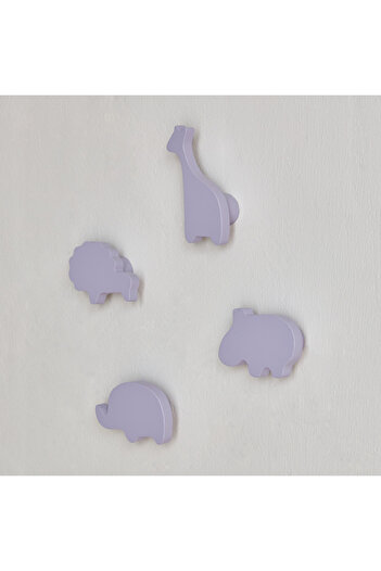 erorex Animal Shaped 4-Piece Wooden Wall Hook Set