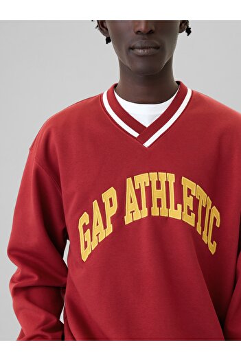 GAP Erkek Kırmızı Atletik Logo Sweatshirt