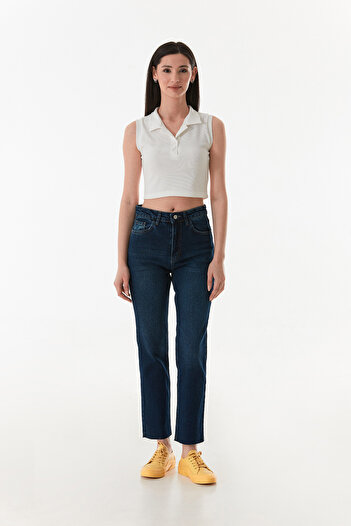 Fulla Moda Corded Polo Neck Crop Body