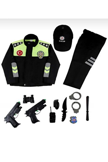vyloo Polis Kostümü-Uzun Kol Trafik Polis Takımı ve Oyuncağı