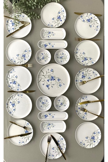 Borser Çiğdem Blue Model 12-Person 21 Piece Breakfast Set Breakfast Set[ Blue 12]