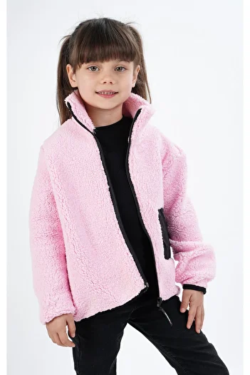 Monttini Girls' Welsoft Single Top Plush Sweatshirt Cardigan Jacket