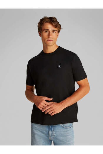 Calvin Klein Calvin Klein Men Black Serif Font Graphic Short Sleeve T-Shirt