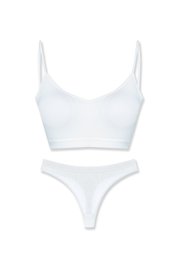 HNX Cotton Thin Strap Bustier and Thong Panties Sports Underwear Set