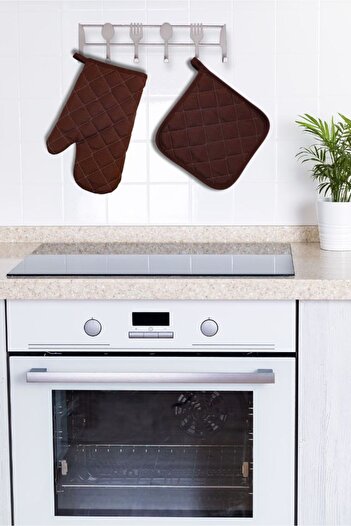 Home Oven Mitts and Pot Holders Set - (1 Mitt - 1 Pot Holder) - Fireproof and Heat Resistant