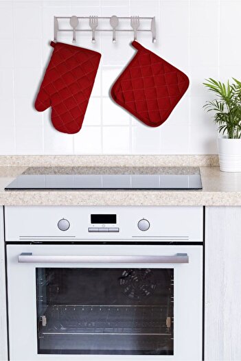 Home Oven Mitts and Pot Holders Set - (1 Mitt - 1 Pot Holder) - Fireproof and Heat Resistant