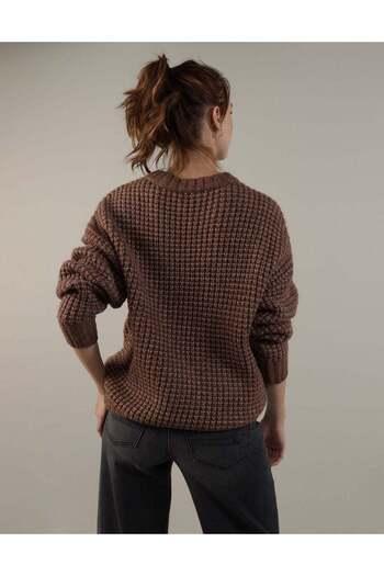 AMERICAN EAGLE AE Oversized Waffle Crewneck Sweater